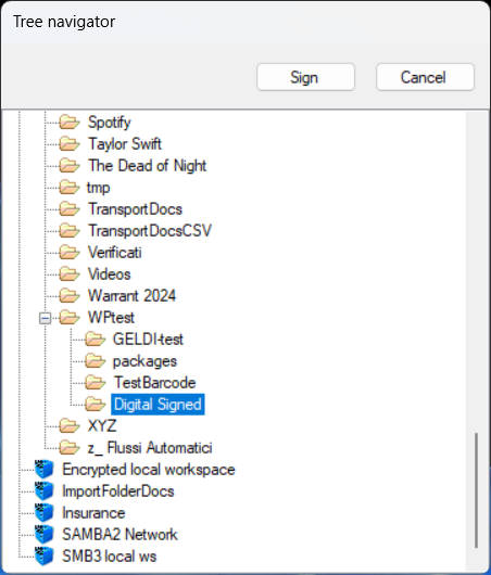 LogicalDOC Digital Signature Client LogicalDOC destination folder selection