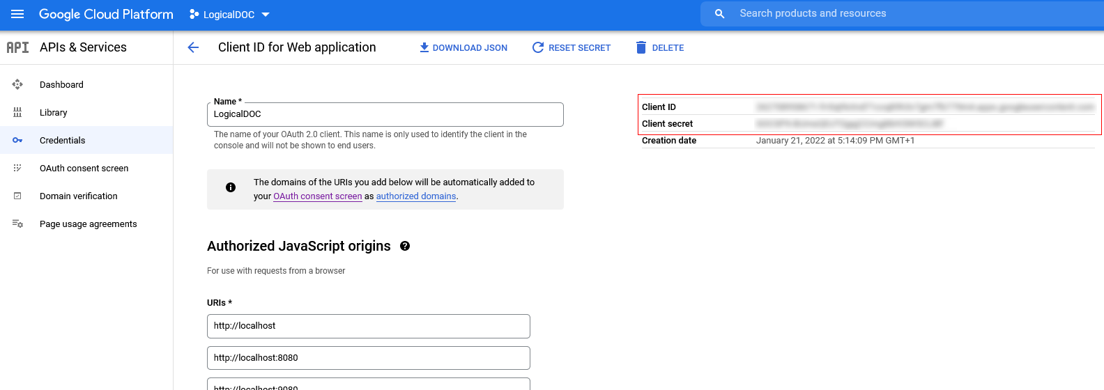 Google Drive API client id