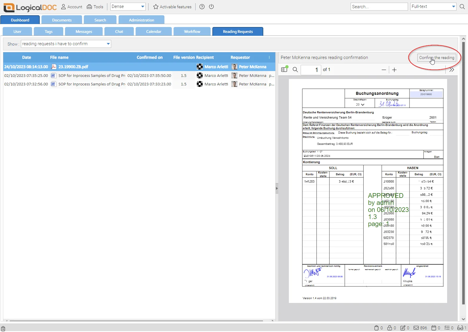 Reading Confirmation - LogicalDOC Documentation