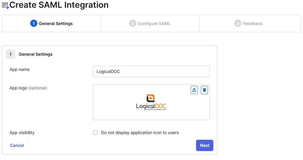 Configure SAML with Okta LogicalDOC Documentation